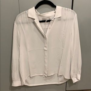 The Shirred Silk Shirt in Gray White